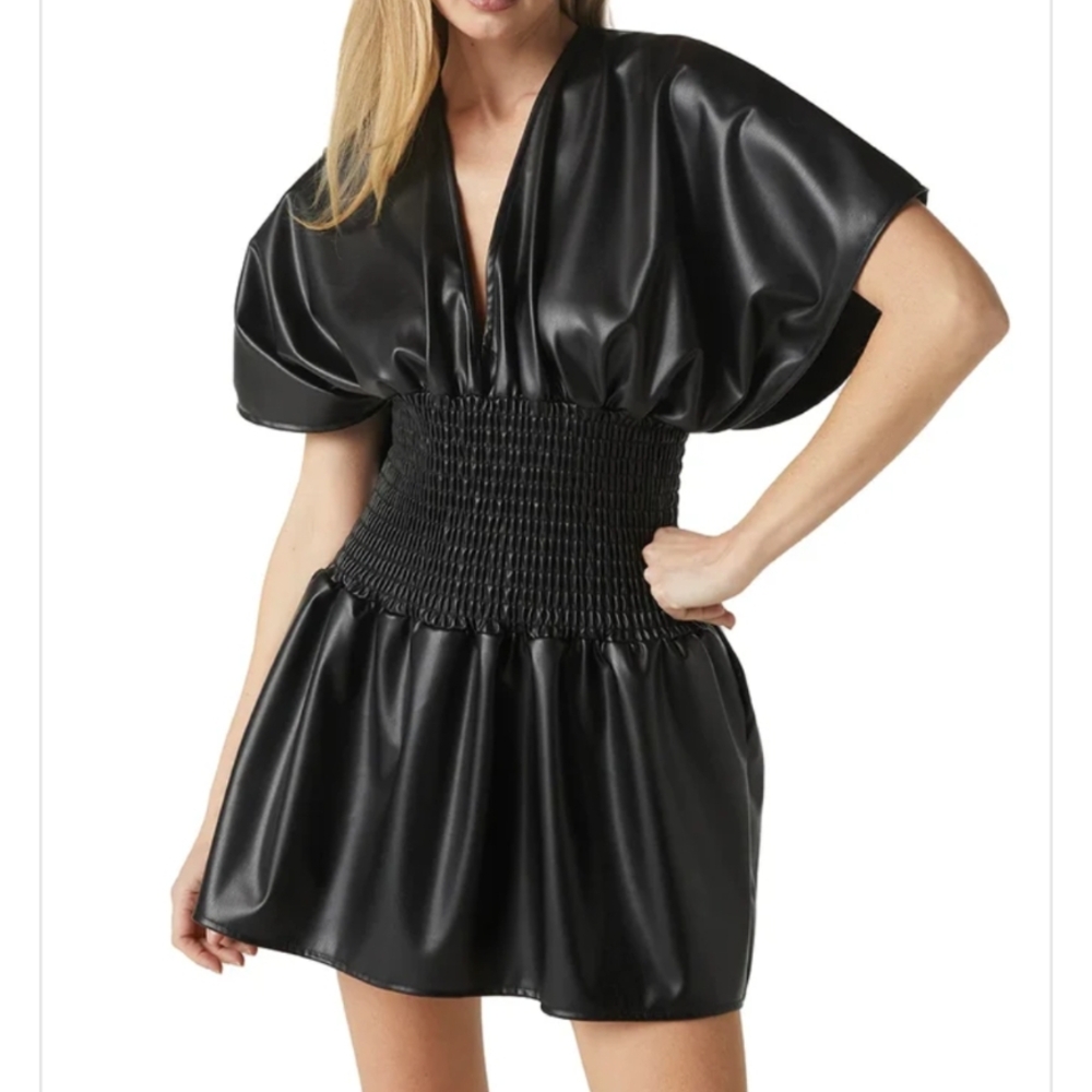 Misa Los Angeles Metallic Black Dress